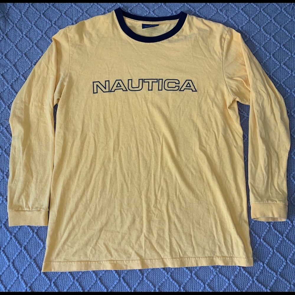 Nautica Yellow Long Sleeve Men T-Shirt